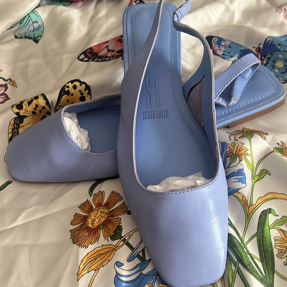 Light Blue AZUL SANTA LOLLA SQUARE TOE LEATHER BALLET FLATS - Picture 6 of 8